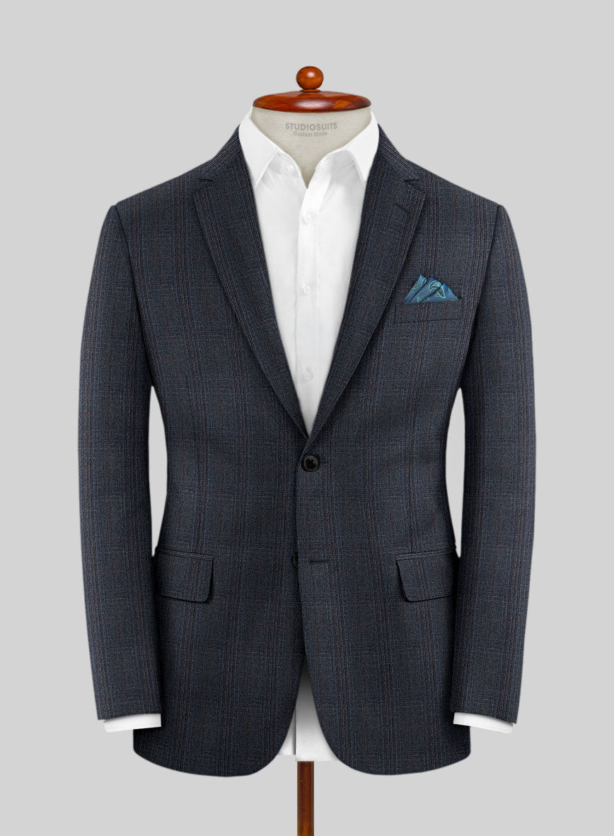 Scabal Tornado Glen Blue Wool Jacket - StudioSuits