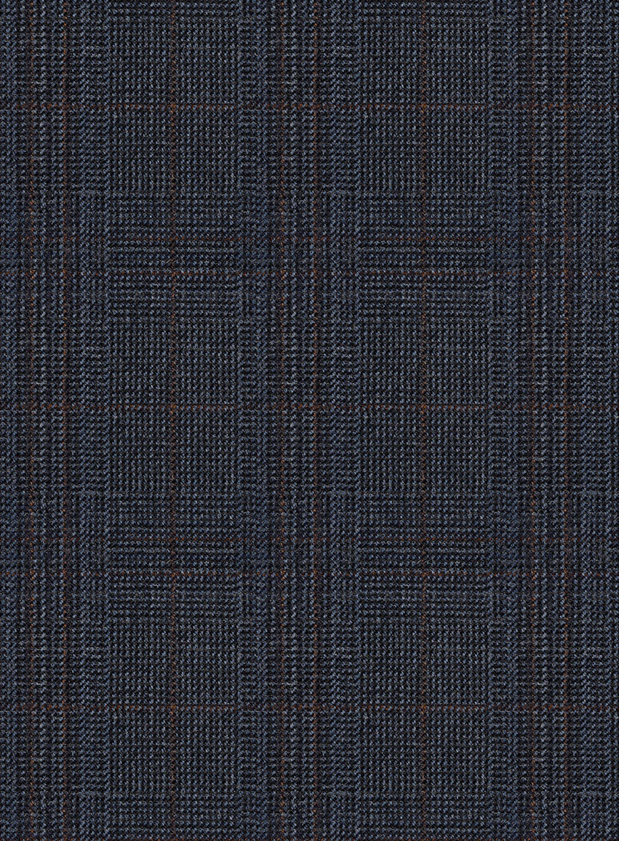 Scabal Tornado Glen Blue Wool Pants - StudioSuits