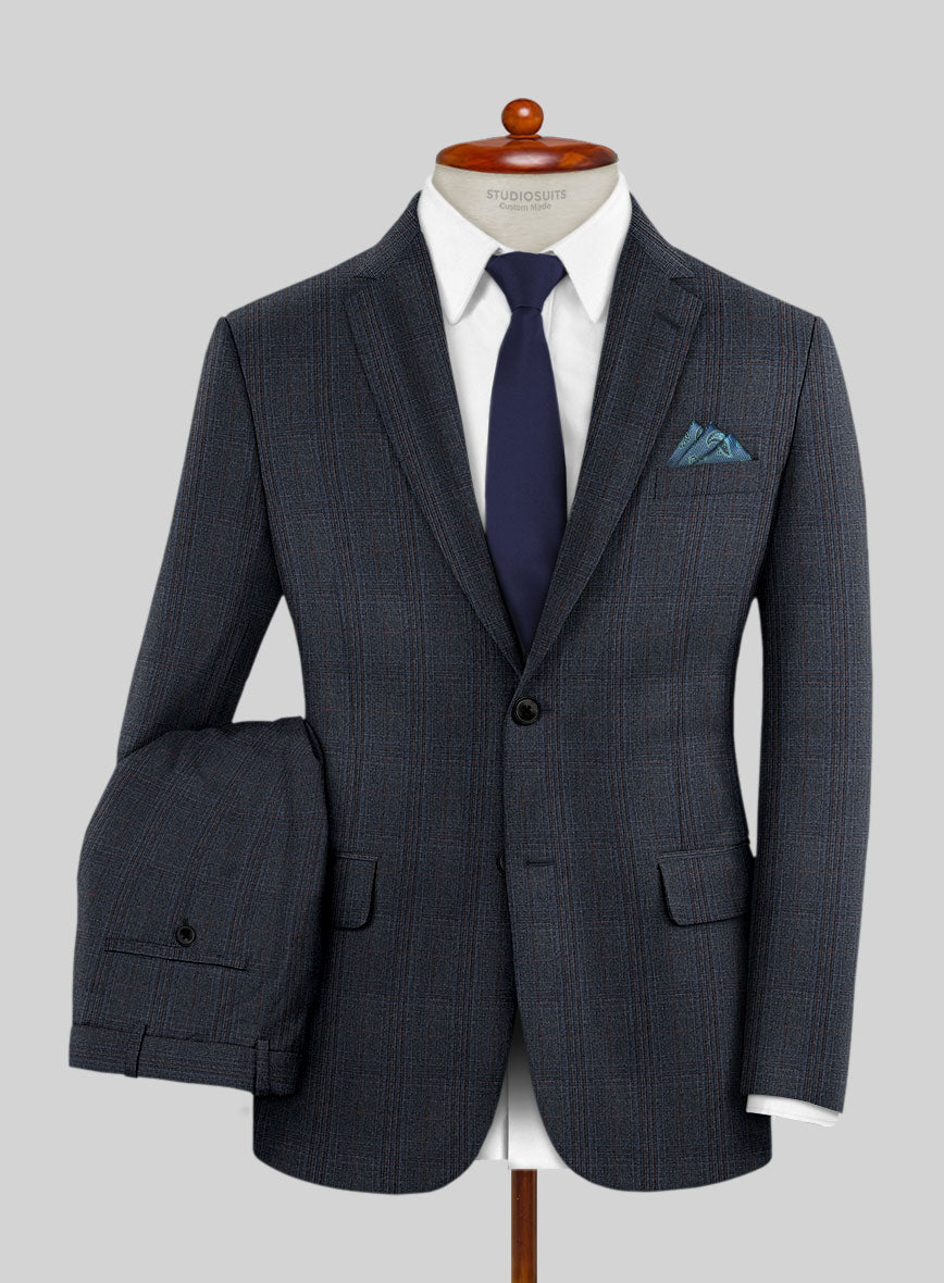 Scabal Tornado Glen Blue Wool Suit - StudioSuits