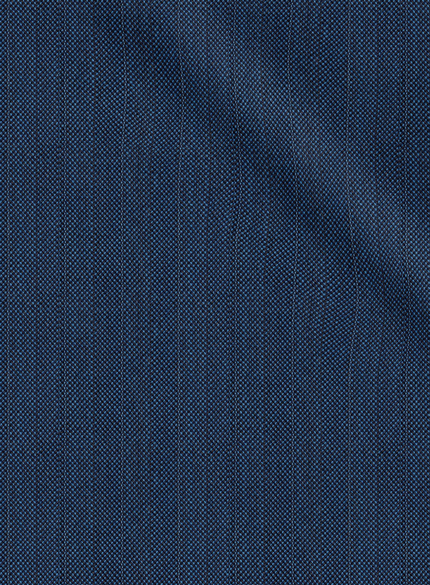 Scabal Tornado Herringbone Casa Blue Wool Pants - StudioSuits