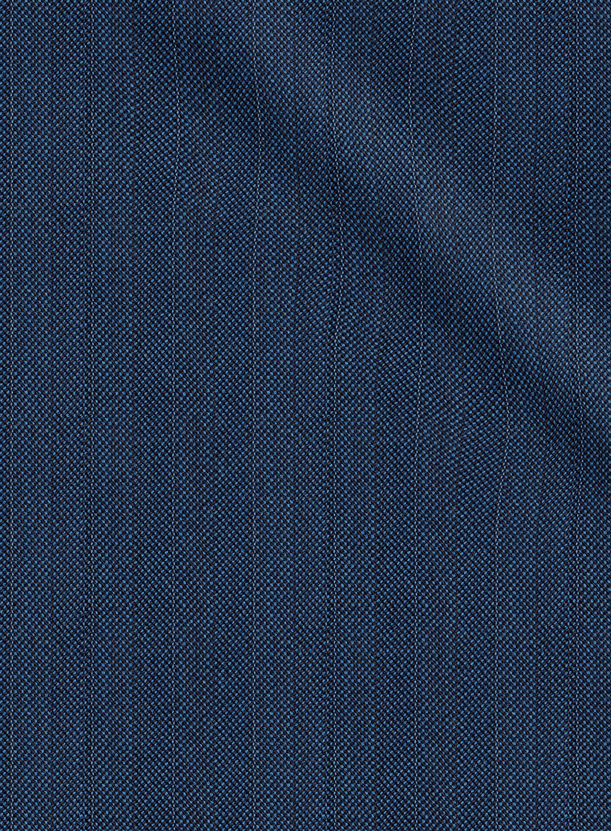 Scabal Tornado Herringbone Casa Blue Wool Pants - StudioSuits