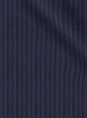 Scabal Tornado Herringbone Dark Blue Wool Jacket - StudioSuits