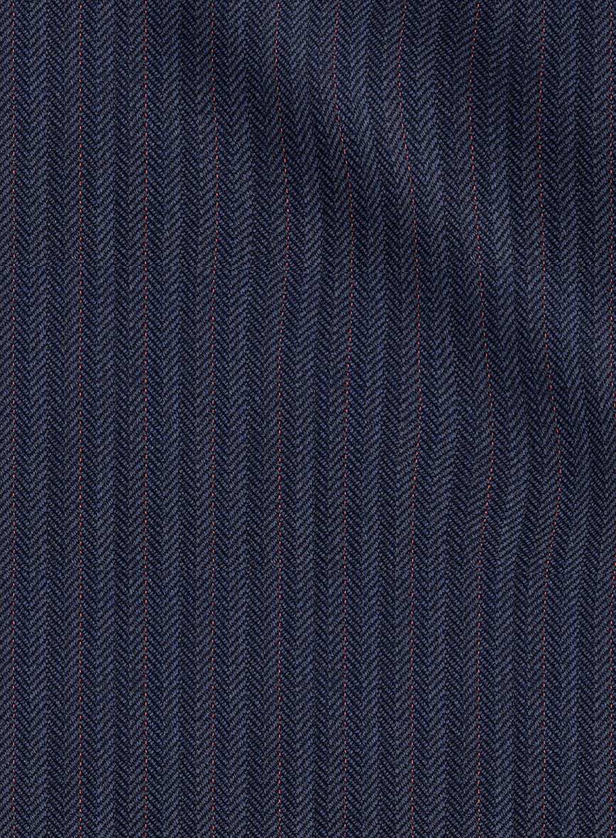 Scabal Tornado Herringbone Dark Blue Wool Jacket - StudioSuits