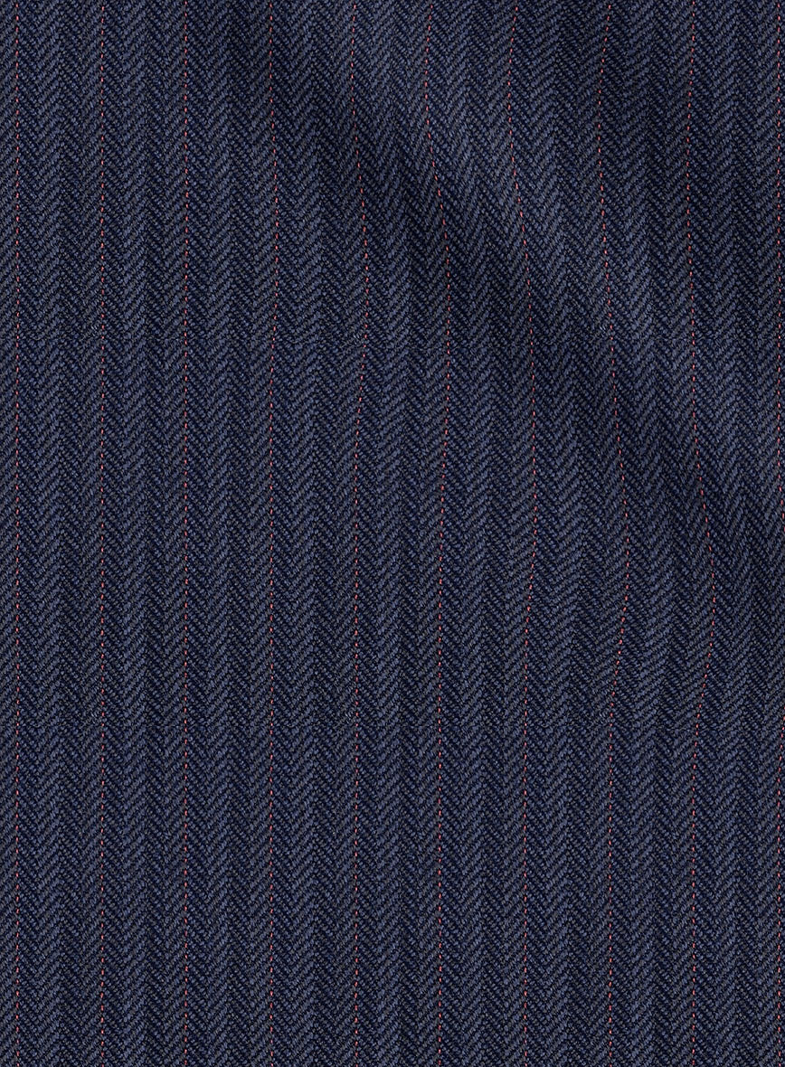 Scabal Tornado Herringbone Dark Blue Wool Suit - StudioSuits