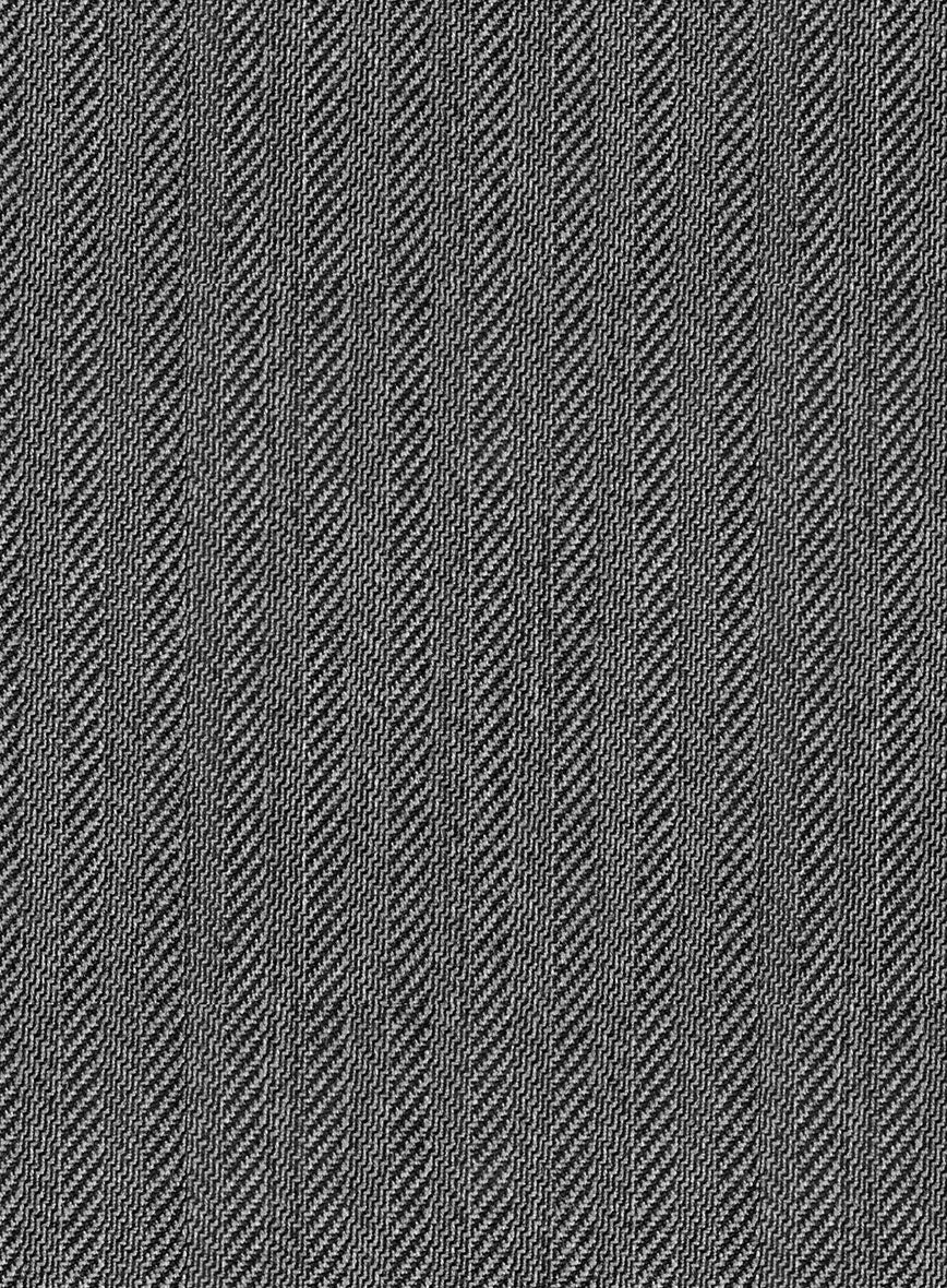 Scabal Tornado Herringbone Gray Wool Pants - StudioSuits