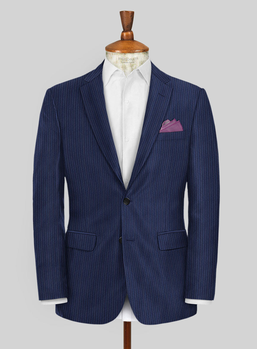 Scabal Tornado Herringbone Royal Blue Wool Jacket - StudioSuits