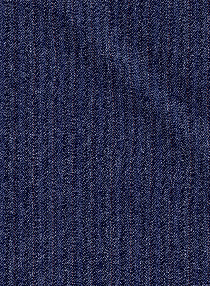 Scabal Tornado Herringbone Royal Blue Wool Suit - StudioSuits