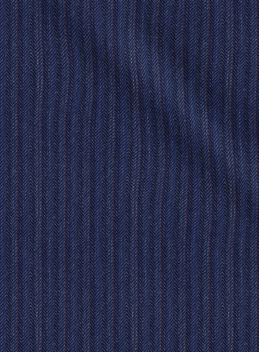 Scabal Tornado Herringbone Royal Blue Wool Suit - StudioSuits