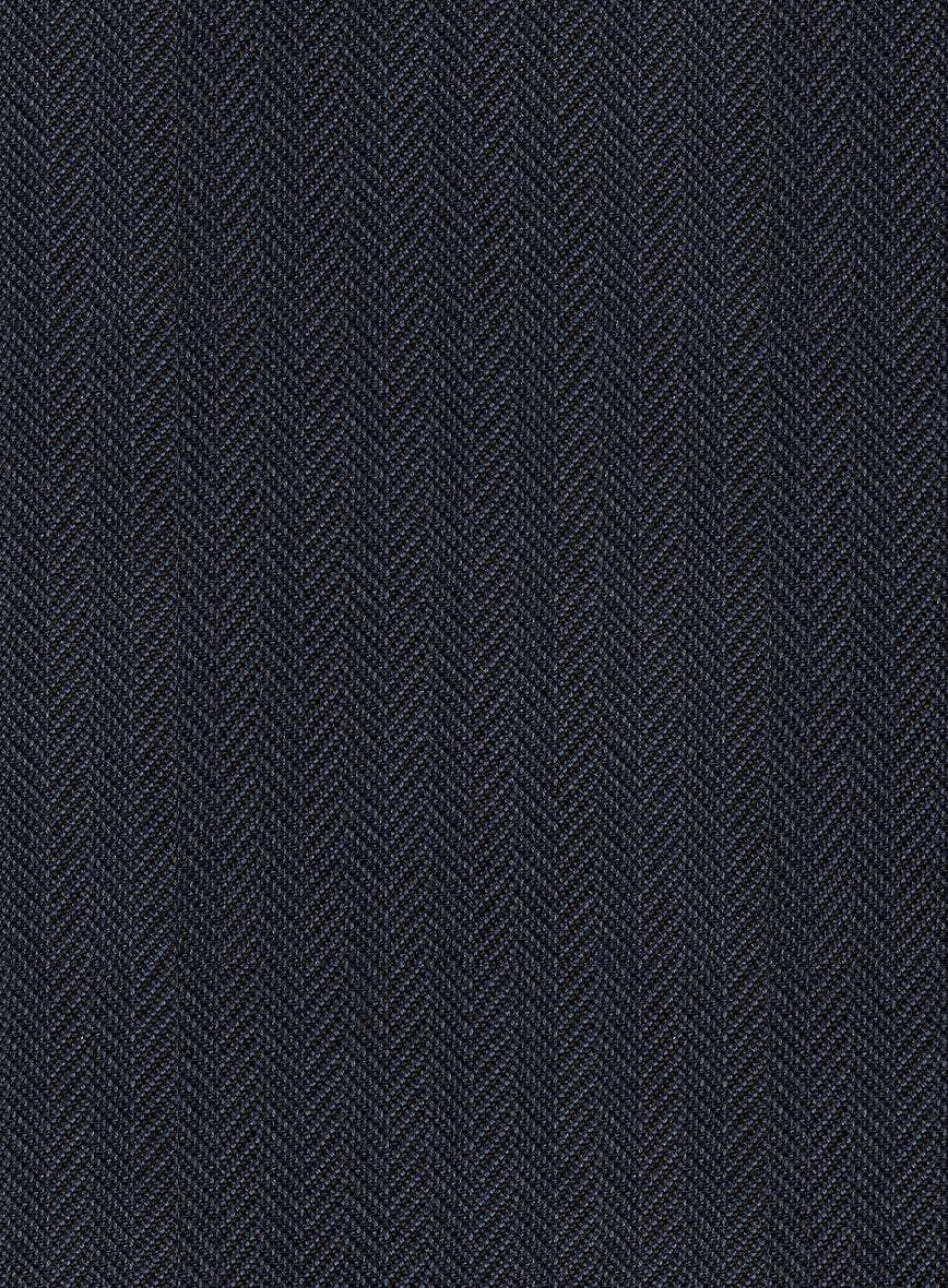 Scabal Tornado Herringbone Slate Blue Wool Jacket - StudioSuits