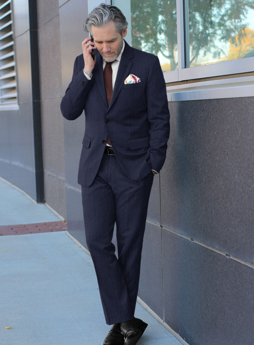 Scabal Tornado Naquez Blue Wool Suit - StudioSuits