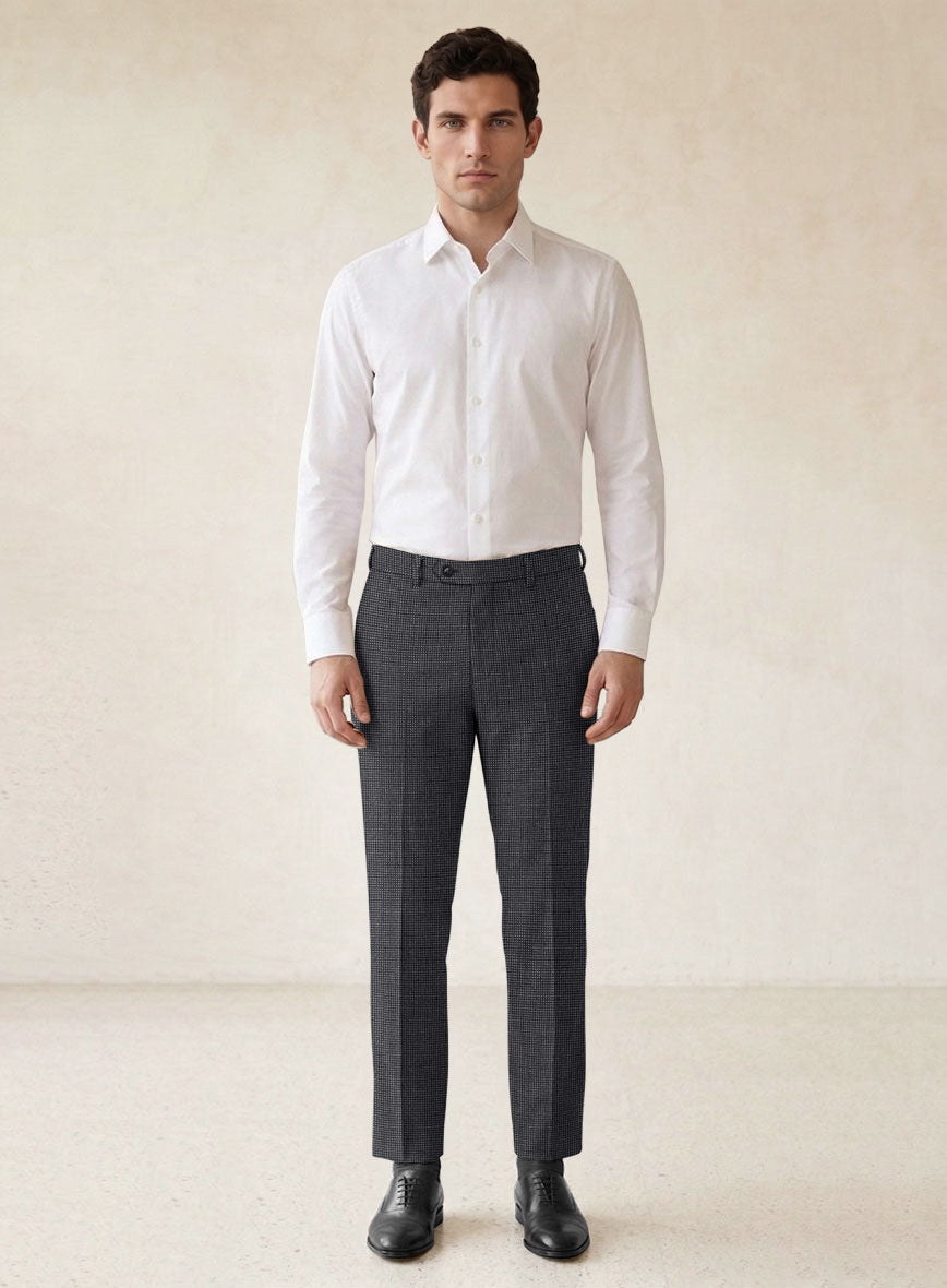 Scabal Tornado Pin Check Dark Blue Wool Pants - StudioSuits