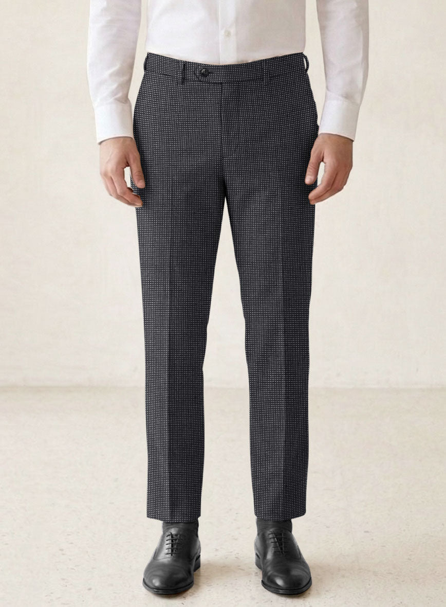 Scabal Tornado Pin Check Dark Blue Wool Pants - StudioSuits