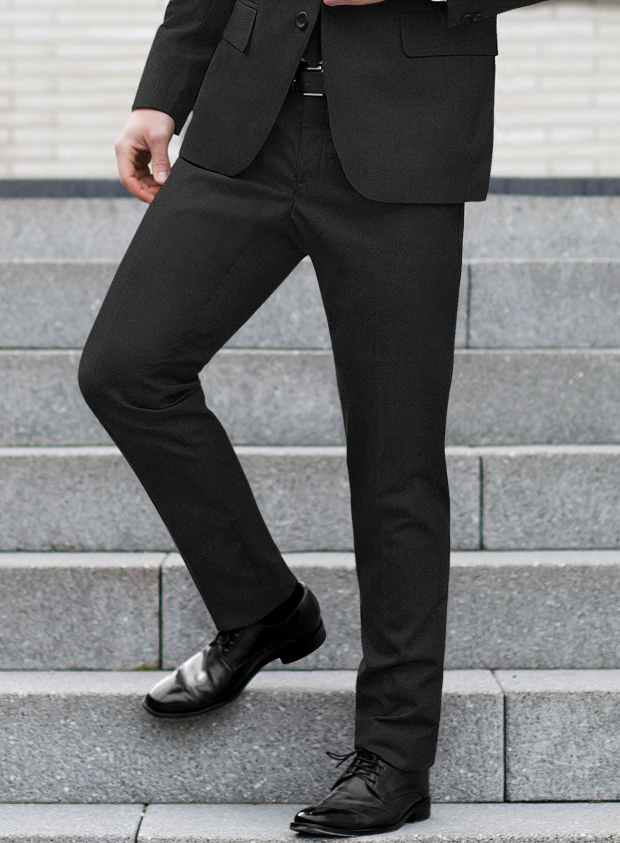 Scabal Tornado Shico Black Wool Pants - StudioSuits