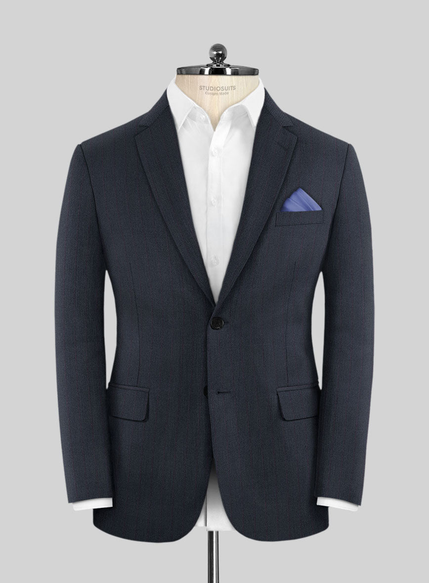 Scabal Tornado Stripes Midnight Blue Wool Jacket - StudioSuits