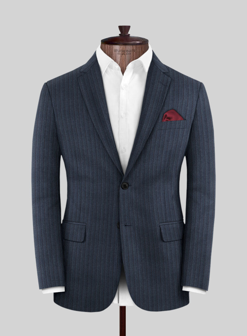 Scabal Tornado Stripes Blue Wool Jacket - StudioSuits