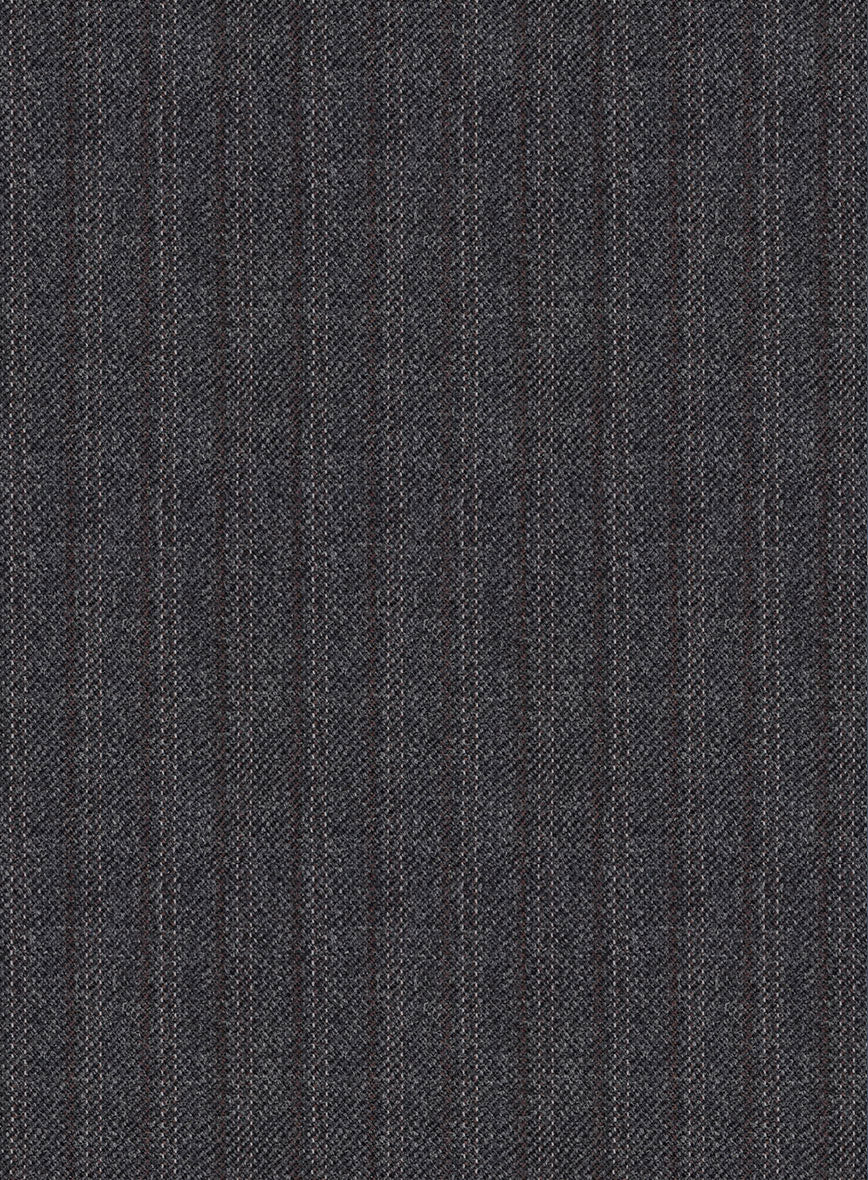 Scabal Tornado Stripes Dark Gray Wool Pants - StudioSuits