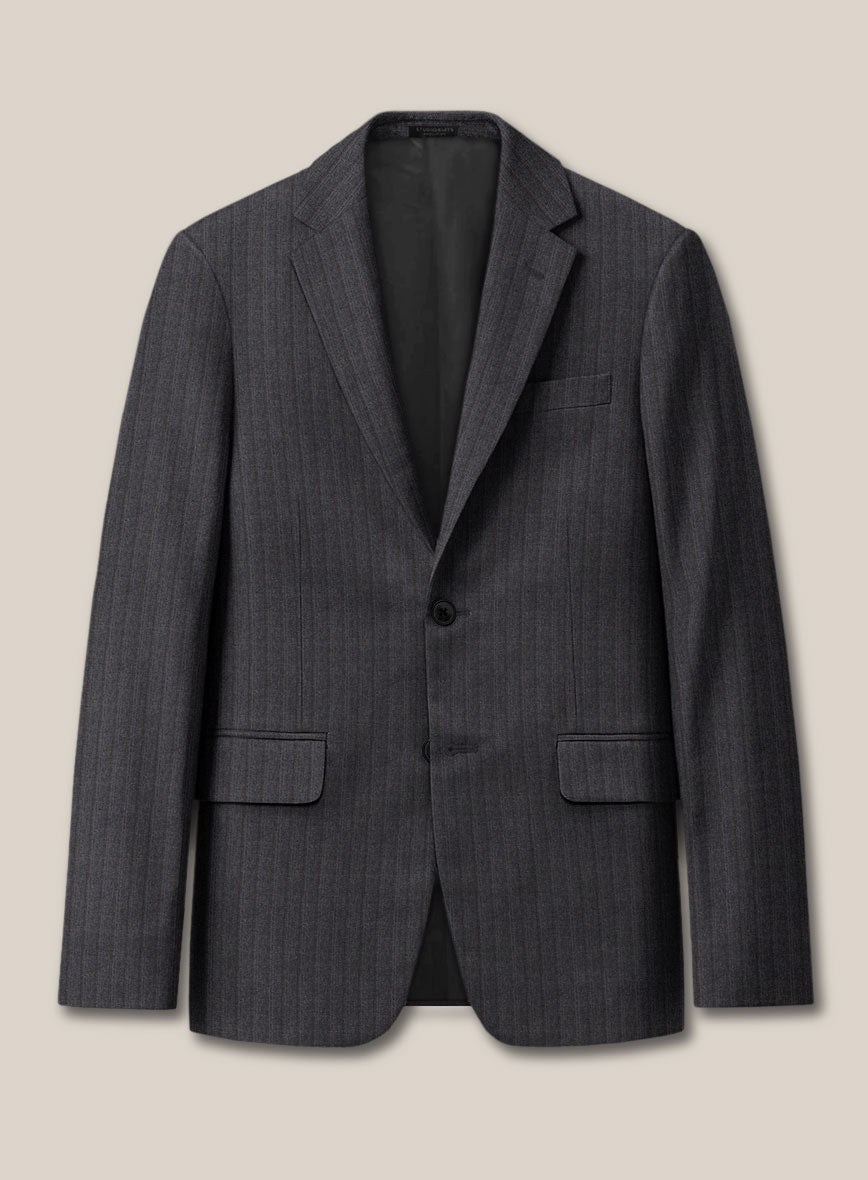 Scabal Tornado Stripes Dark Gray Wool Suit - StudioSuits
