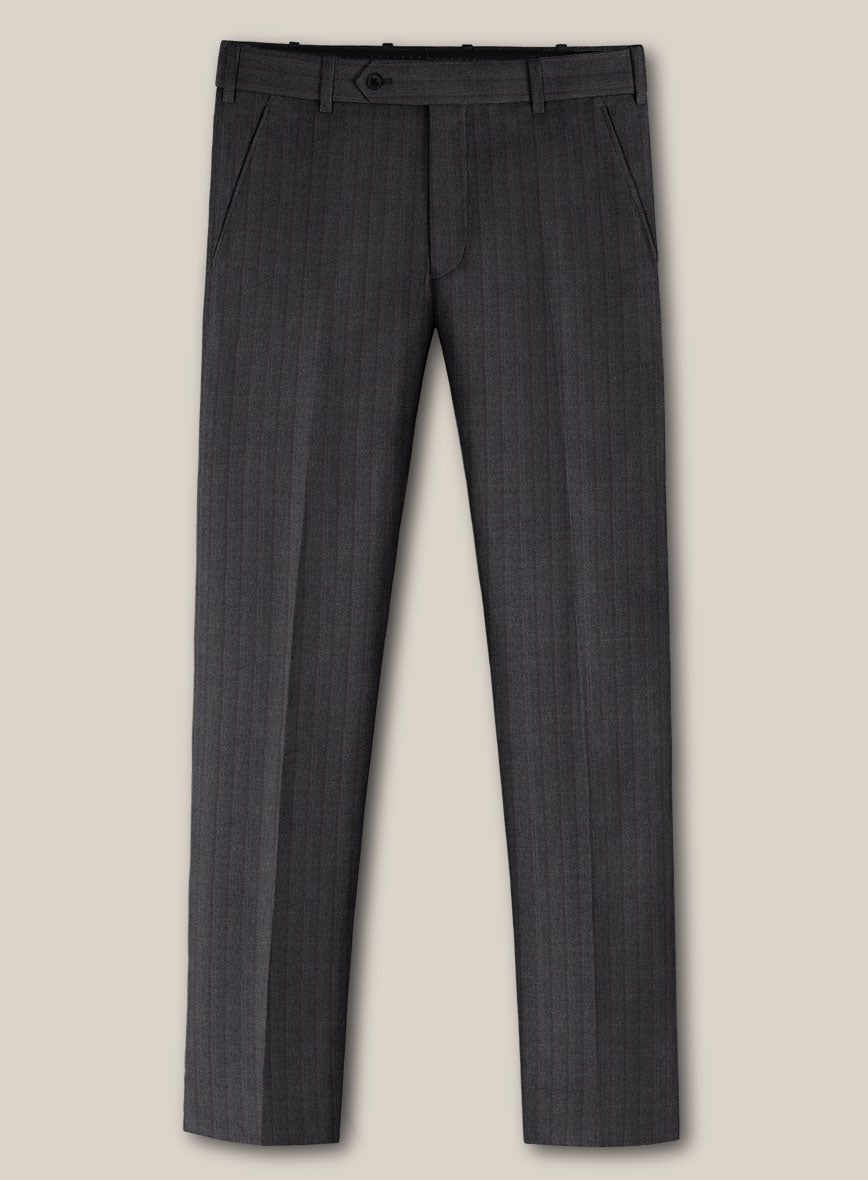 Scabal Tornado Stripes Dark Gray Wool Suit - StudioSuits