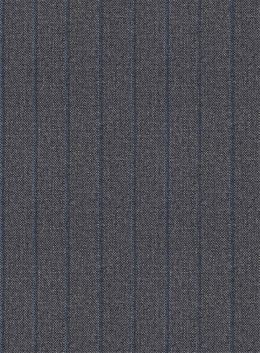 Scabal Tornado Stripes Gray Blue Wool Suit - StudioSuits