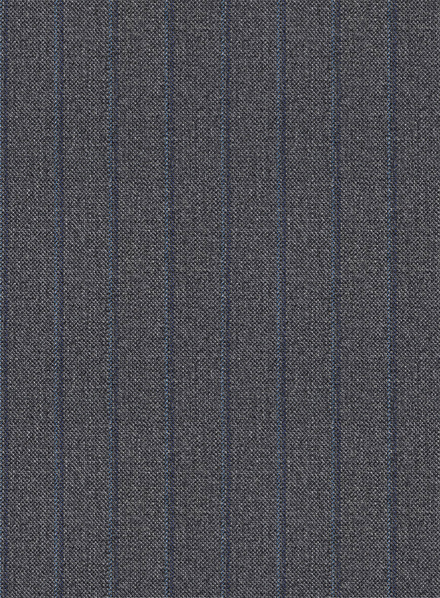 Scabal Tornado Stripes Gray Blue Wool Suit - StudioSuits