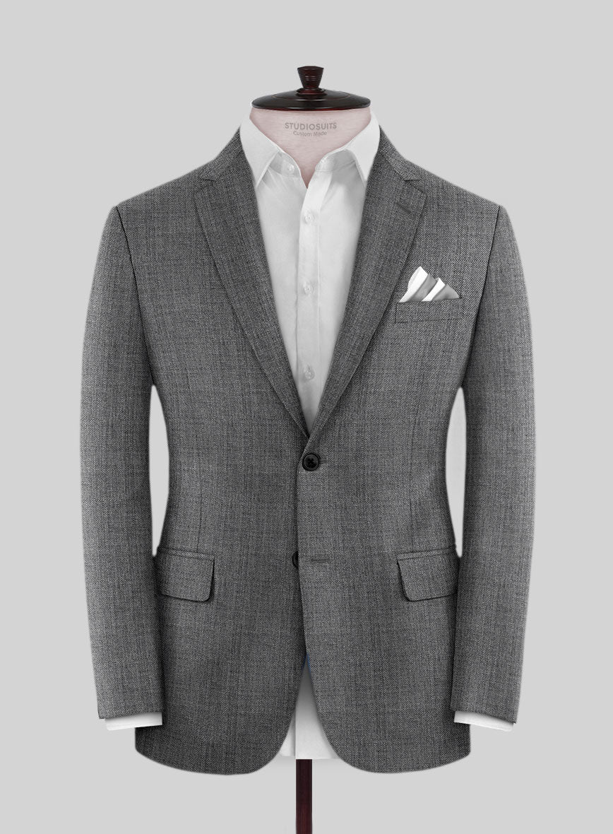 Scabal Tornado Twill Gray Blue Wool Jacket - StudioSuits
