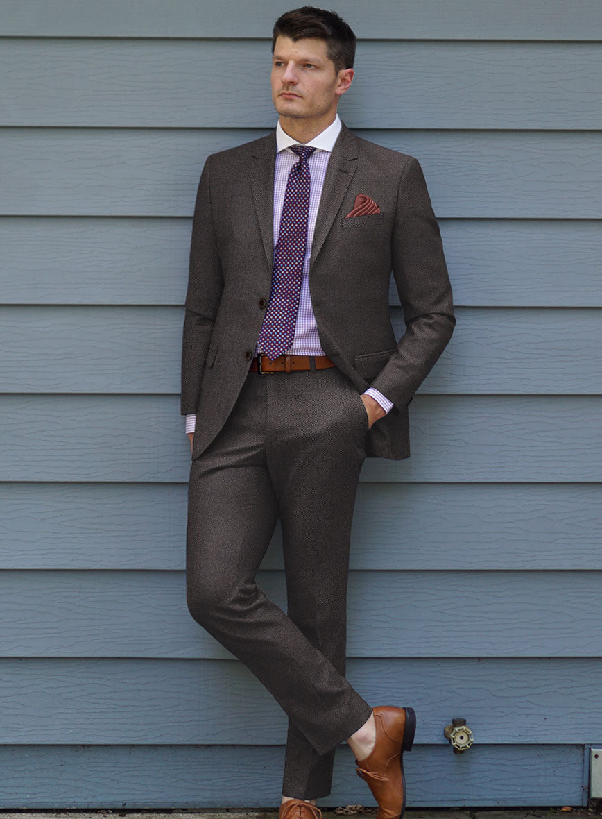 Scabal Tornado Twill Brown Wool Suit – StudioSuits