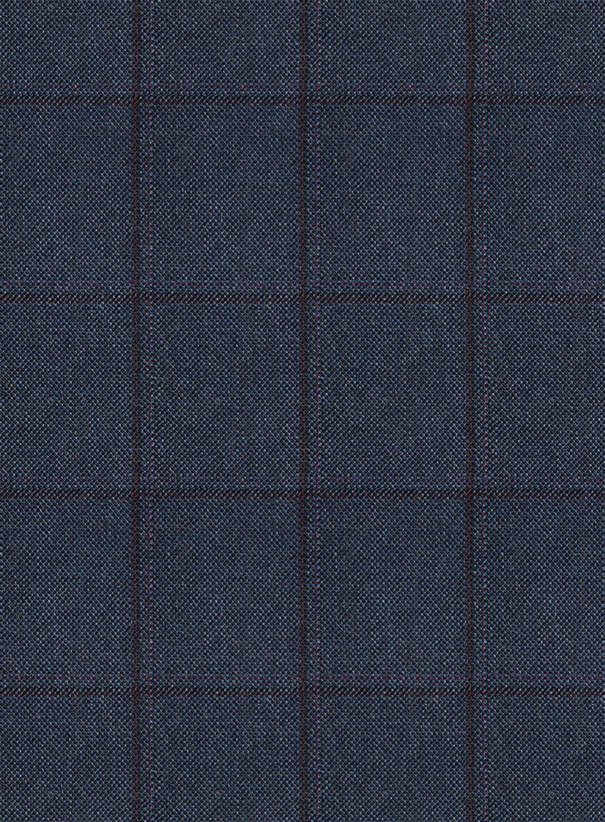 Scabal Tornado Windowpane Blue Wool Jacket - StudioSuits