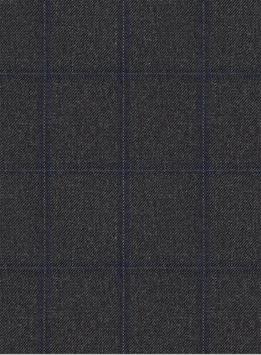 Scabal Tornado Windowpane Dark Gray Wool Jacket - StudioSuits