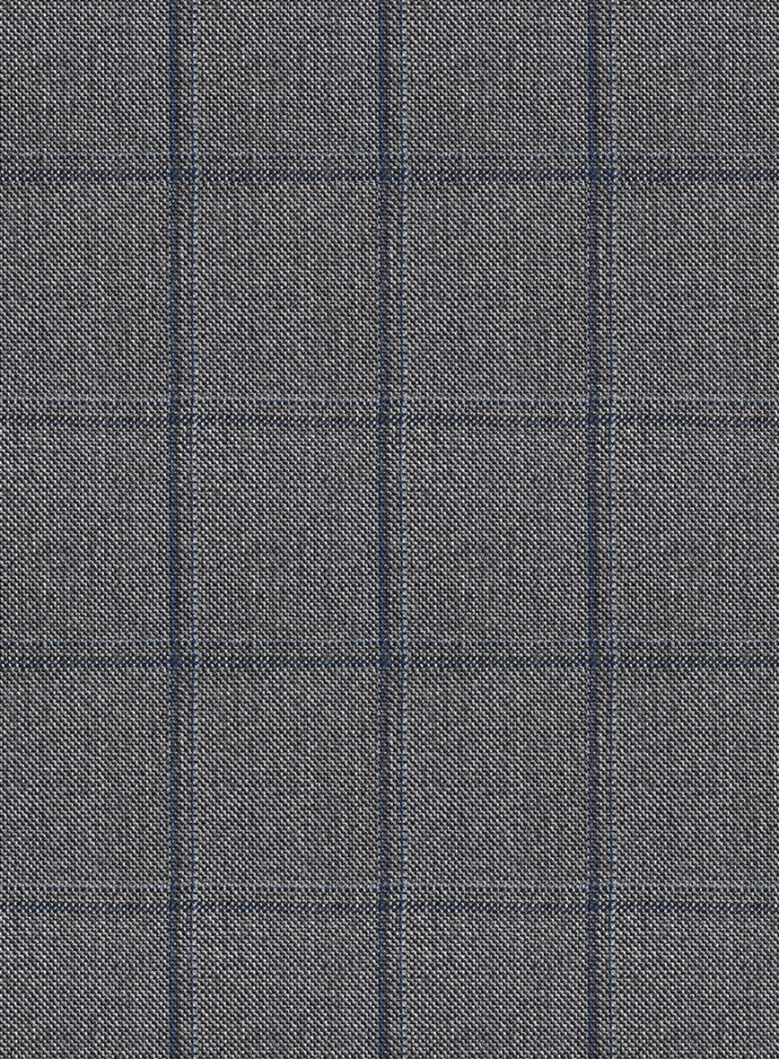 Scabal Tornado Windowpane Gray Wool Jacket - StudioSuits