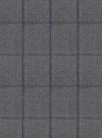 Scabal Tornado Windowpane Gray Wool Jacket - StudioSuits