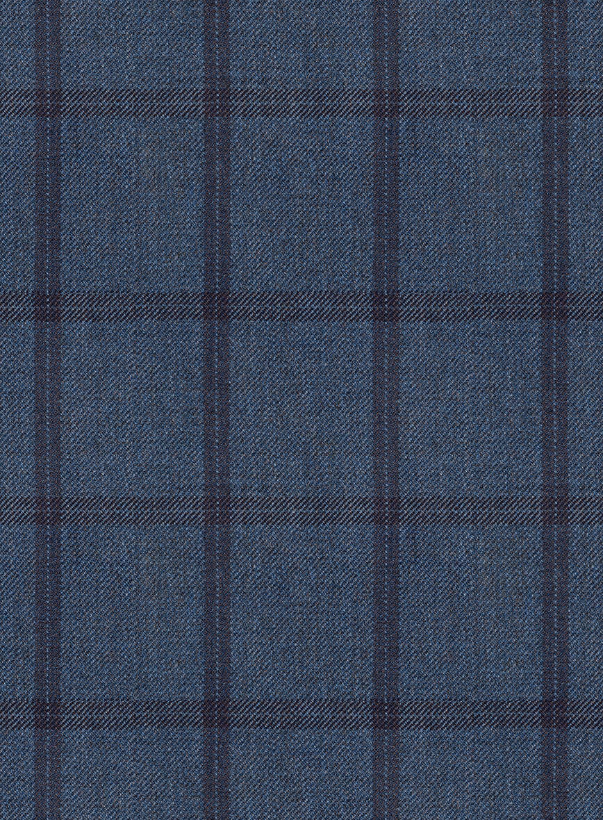 Scabal Tornado Windowpane Pacific Blue Wool Jacket - StudioSuits