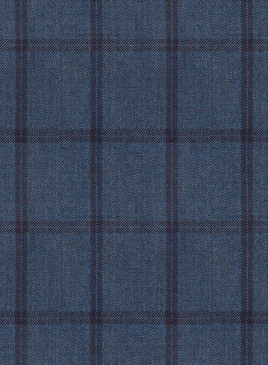 Scabal Tornado Windowpane Pacific Blue Wool Jacket - StudioSuits