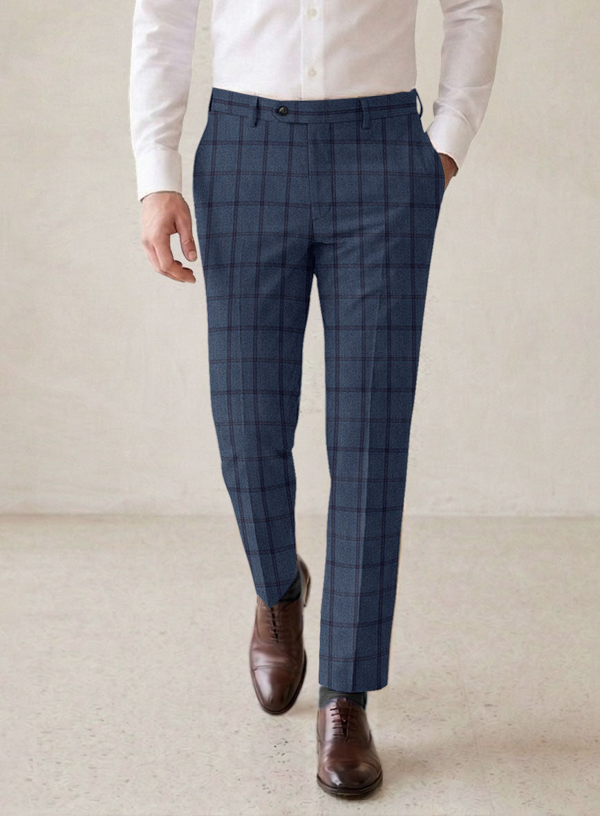 Scabal Tornado Windowpane Pacific Blue Wool Suit - StudioSuits