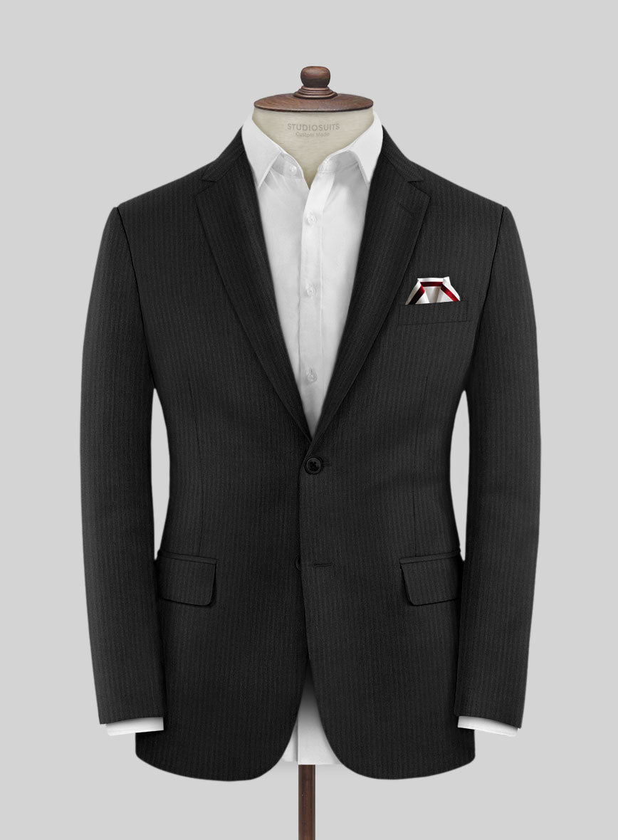 Scabal Tunata Stripe Black Wool Jacket - StudioSuits