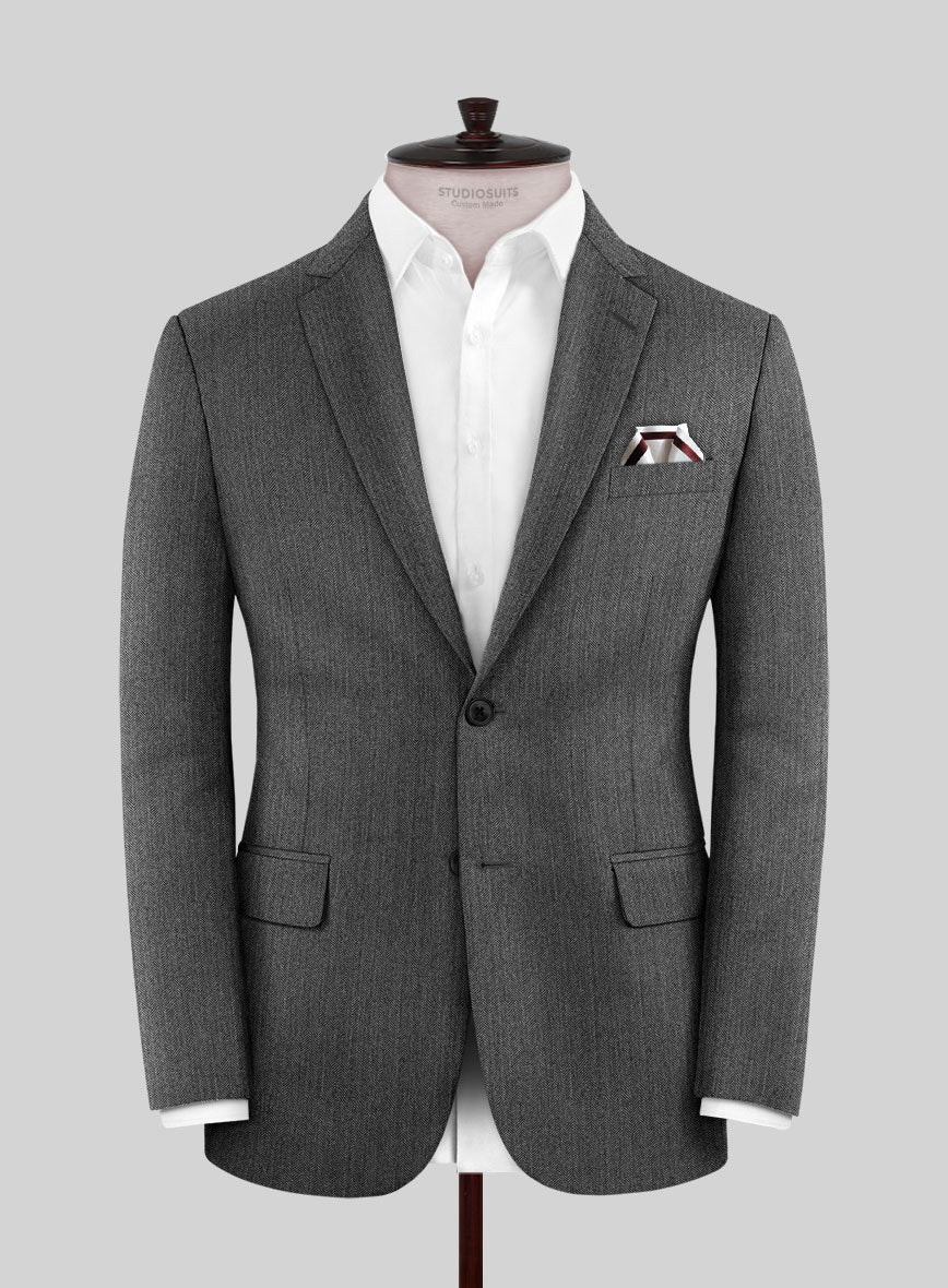 Scabal Uran Herringbone Gray Wool Suit - StudioSuits