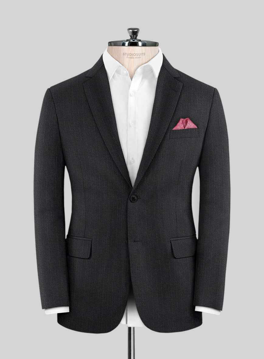 Scabal Urnino Stripe Charcoal Wool Jacket - StudioSuits