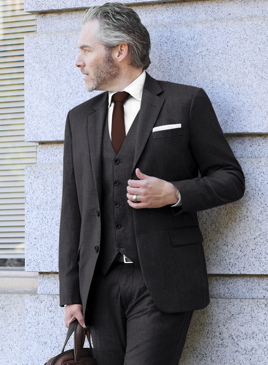 Scabal Urnino Stripe Charcoal Wool Jacket - StudioSuits