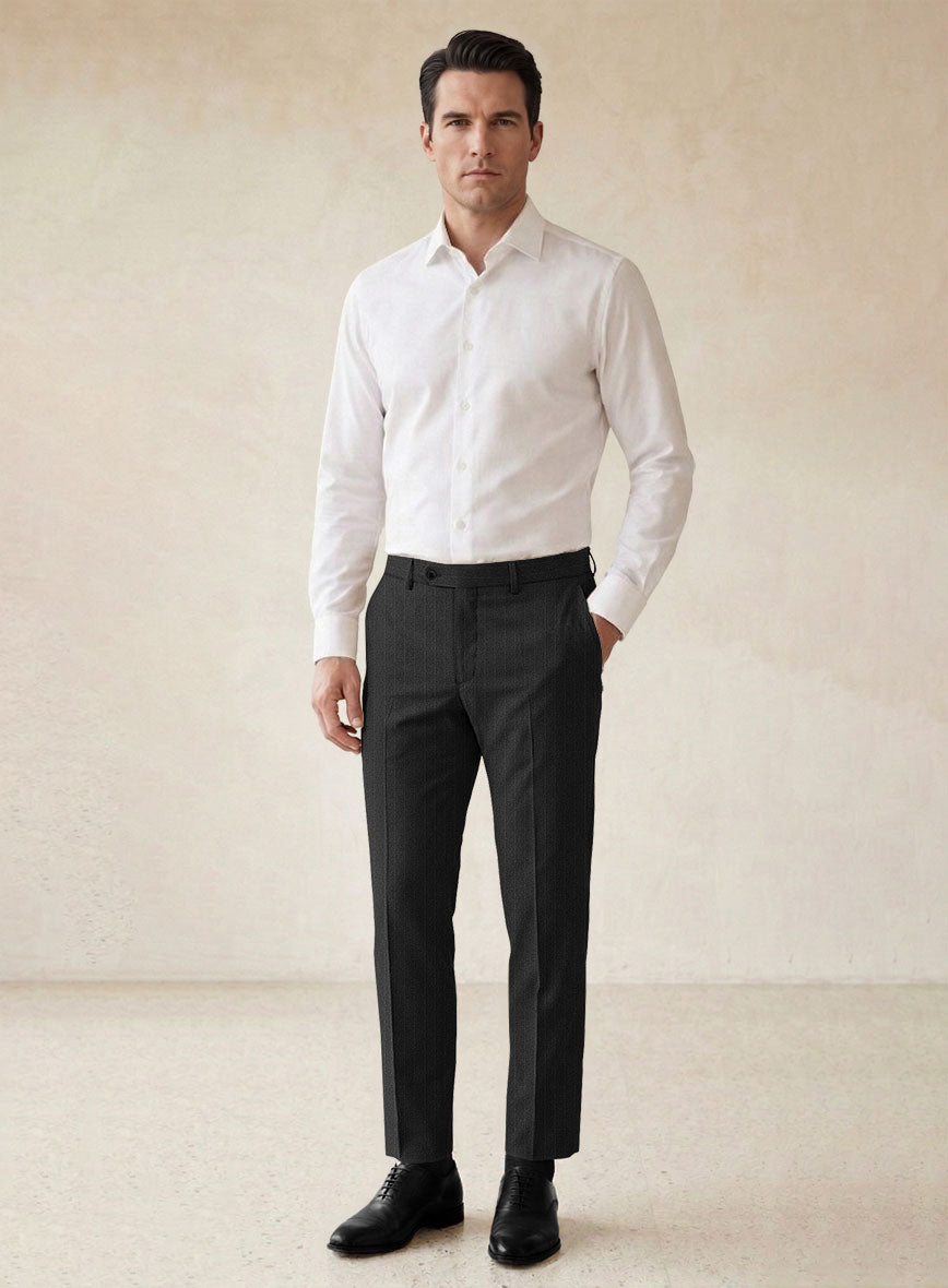 Scabal Vadal Stripe Gray Wool Pants - StudioSuits