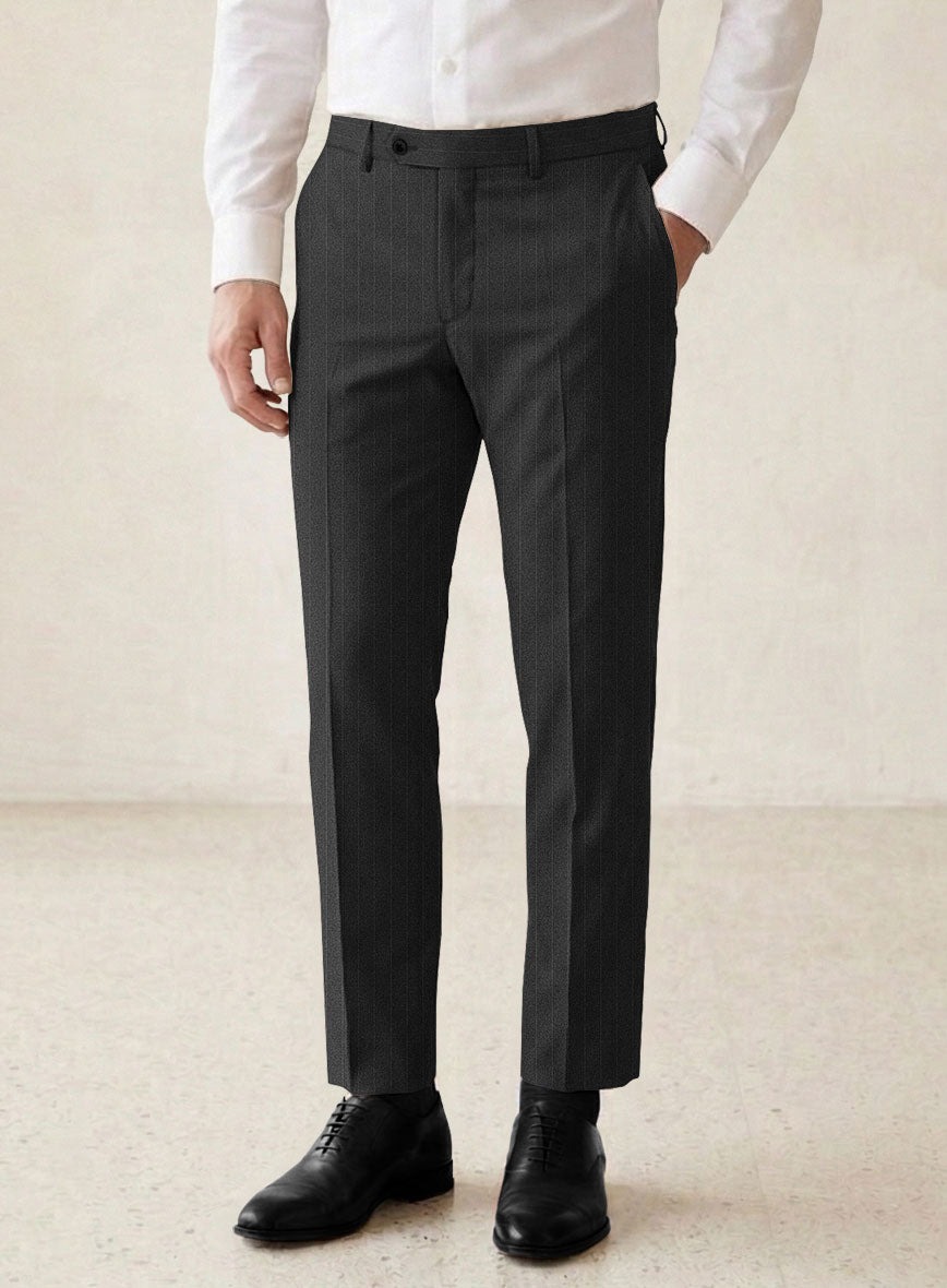 Scabal Vadal Stripe Gray Wool Pants - StudioSuits