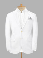 Scabal White Cotton Stretch Suit - StudioSuits