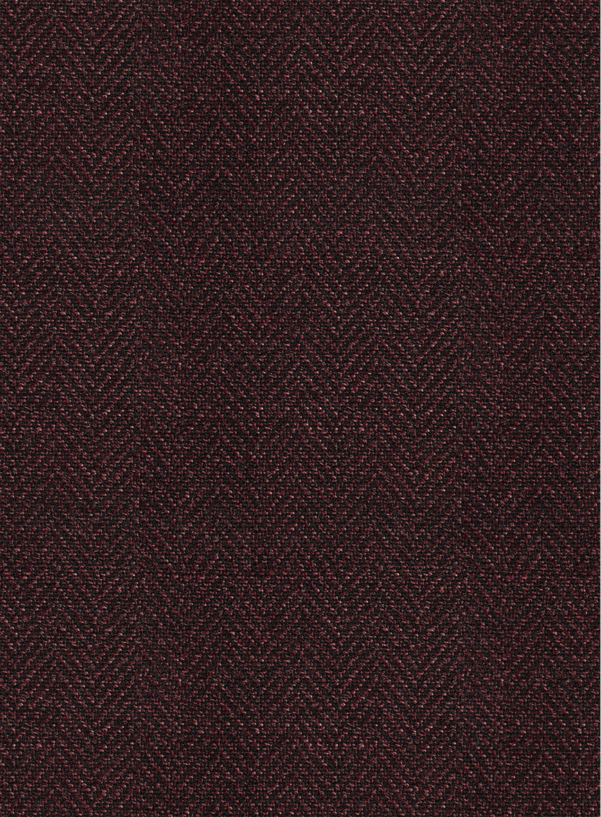 Scabal Wine Herringbone Wool Jacket - StudioSuits
