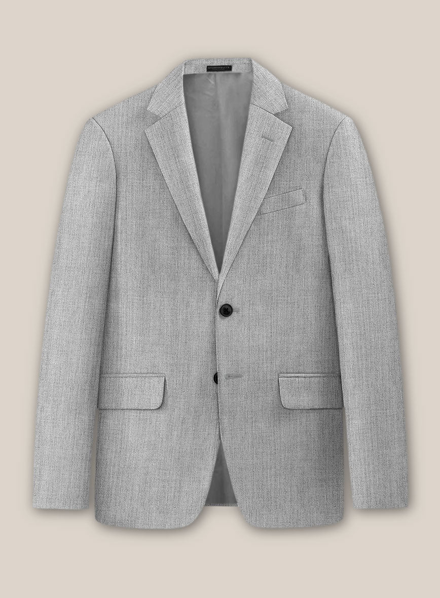 Scabal Worsted Light Gray Wool Jacket - StudioSuits