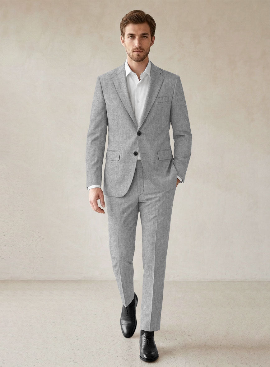 Scabal Worsted Light Gray Wool Suit - StudioSuits