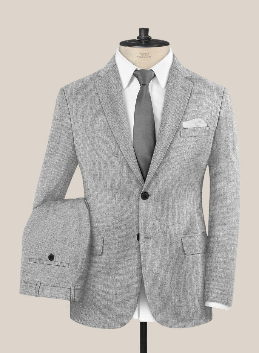 Scabal Worsted Light Gray Wool Suit - StudioSuits
