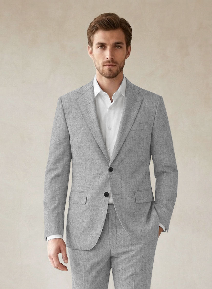 Scabal Worsted Light Gray Wool Suit - StudioSuits