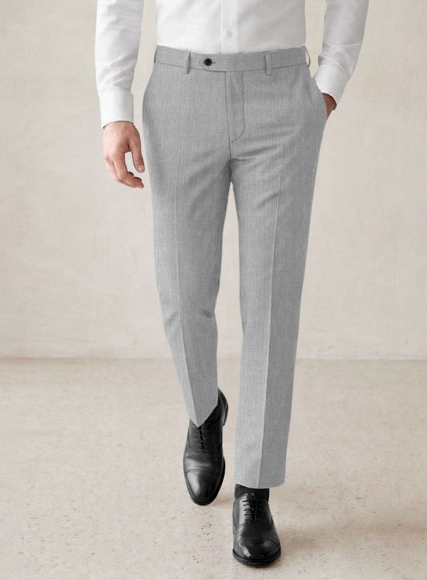 Scabal Worsted Light Gray Wool Suit - StudioSuits