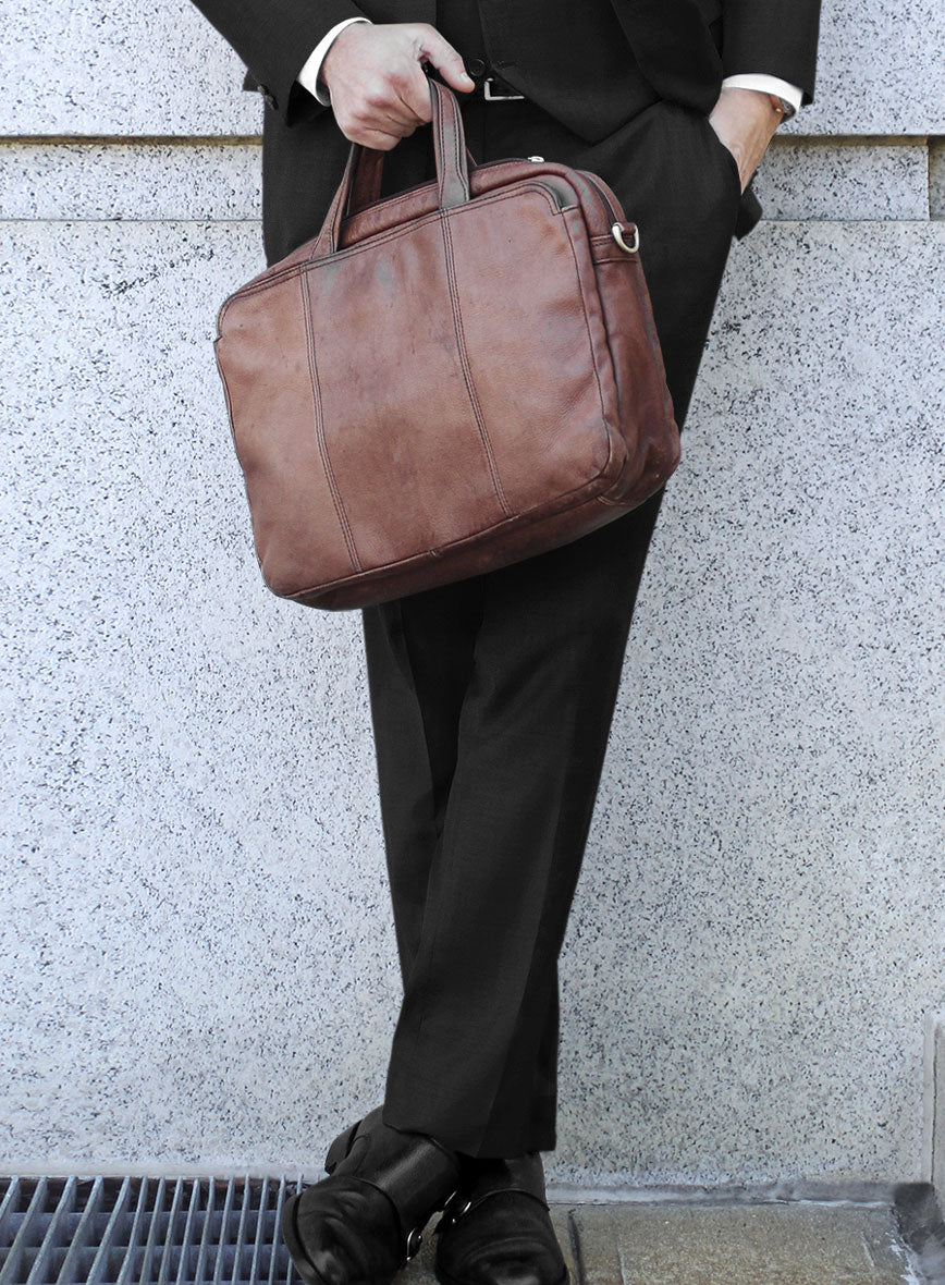 Scabal Xadat Black Wool Pants - StudioSuits