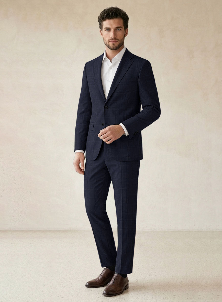 Scabal Xuito Checks Blue Wool Suit - StudioSuits