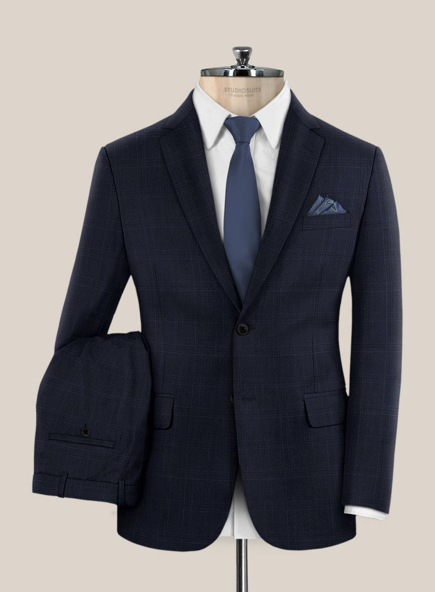 Scabal Xuito Checks Blue Wool Suit - StudioSuits