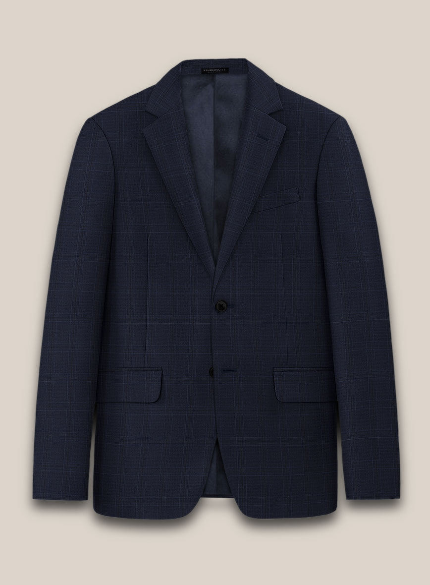 Scabal Xuito Checks Blue Wool Jacket - StudioSuits